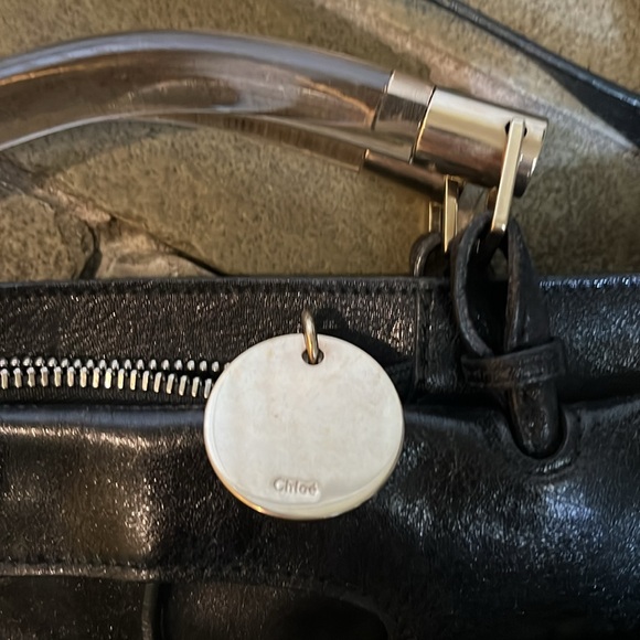 Vintage Leather Chloe Handbag with Lucite handles EUC - Picture 2 of 9